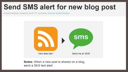 Infographic of send SMS alert for new blog post.