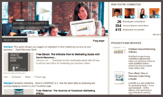 Example of a LinkedIn company page by HubSpot