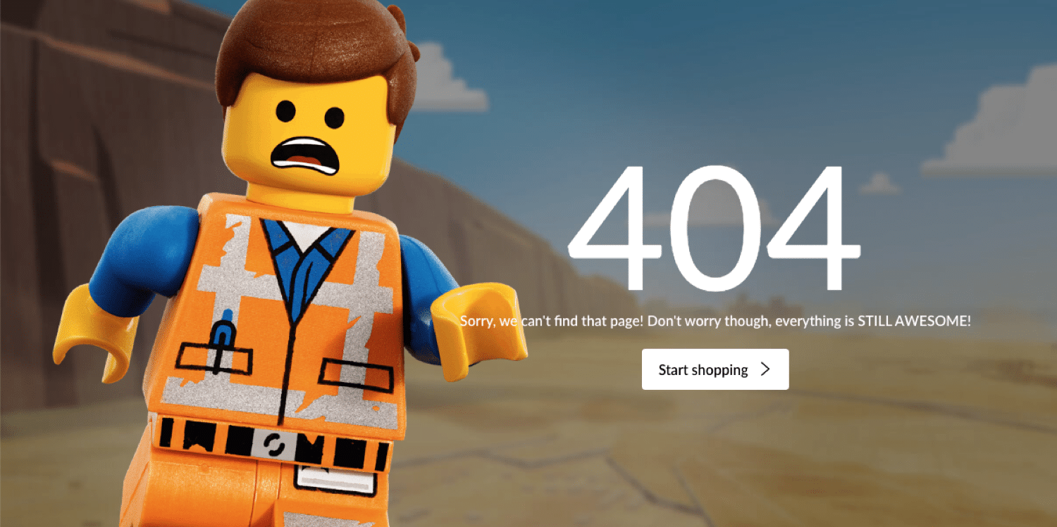 Пример страницы 404 на сайте Lego