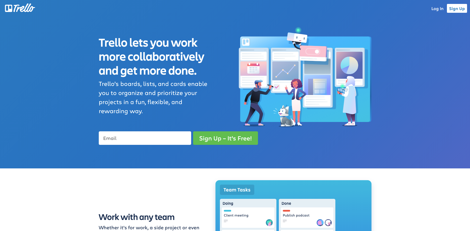 trello homepage screenshot