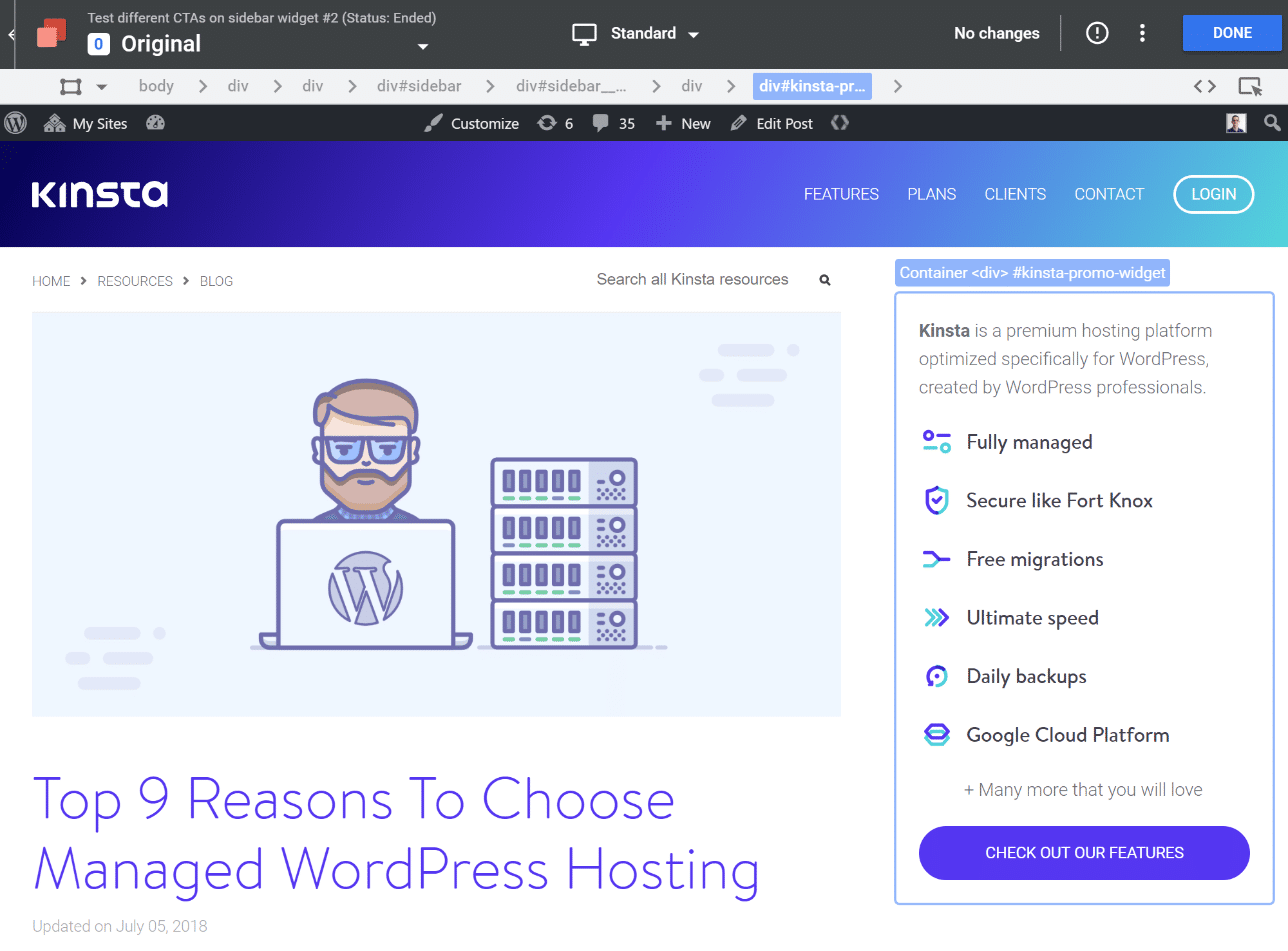 A/B testing with Google Optimize