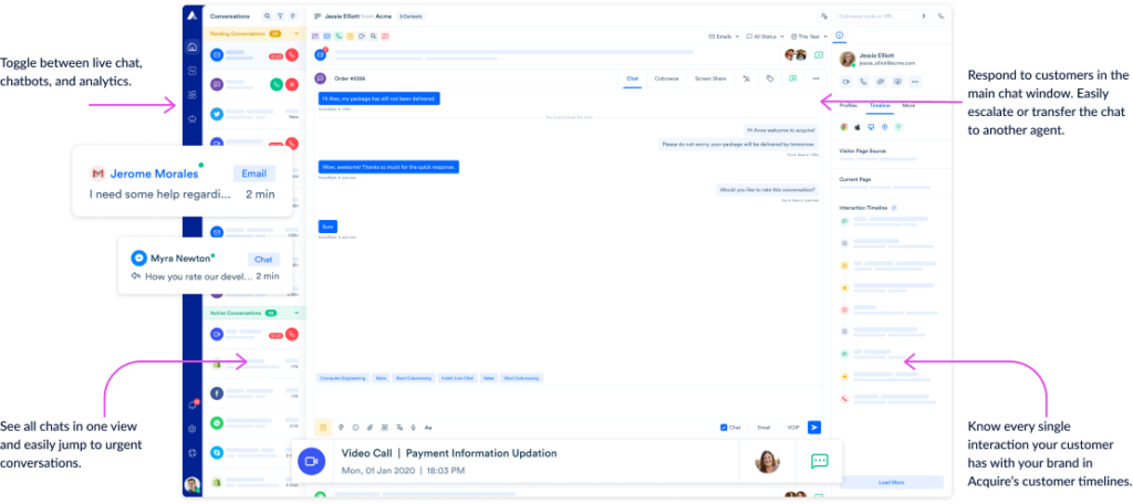 Acquire is a conversational customer support software