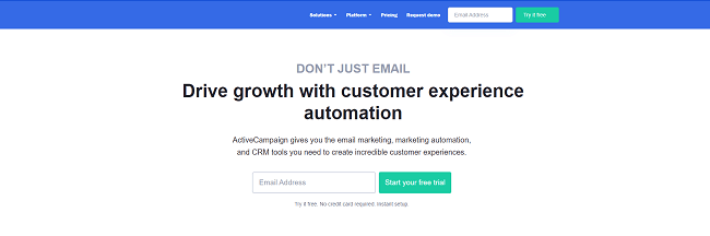 activecampaign homepage