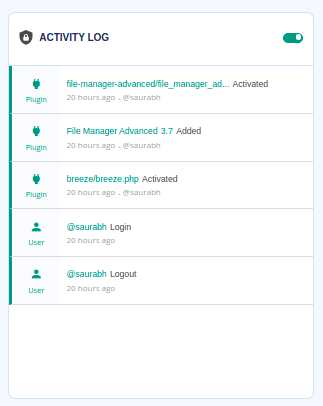 MalCare WordPress Activity log