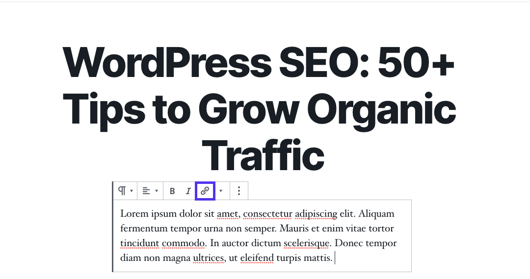WordPress SEO: The Add Link button in the Block Editor