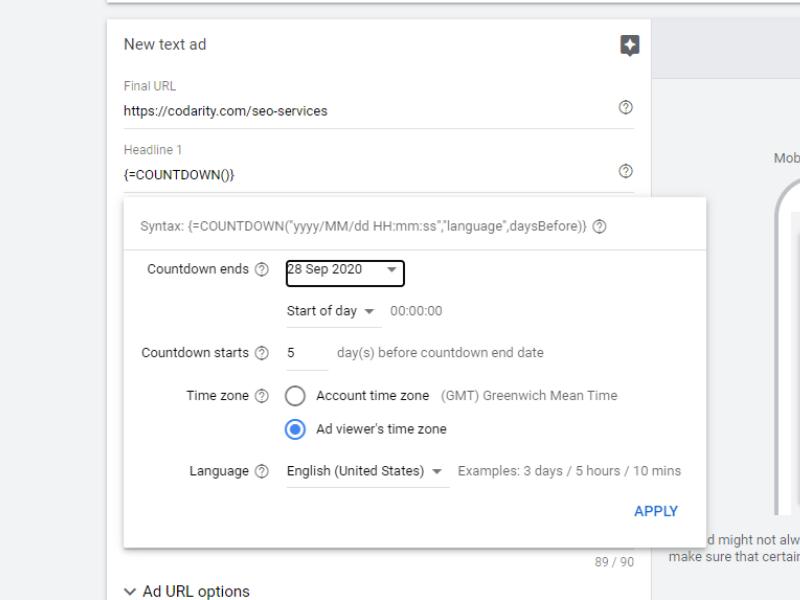 Ultimate Guide to Paid Search Advertising 22 Добавление формул обратного отсчета
