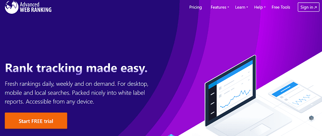Advanced Web Ranking Homepage