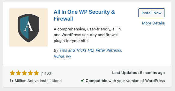 All in one WP security and firewall