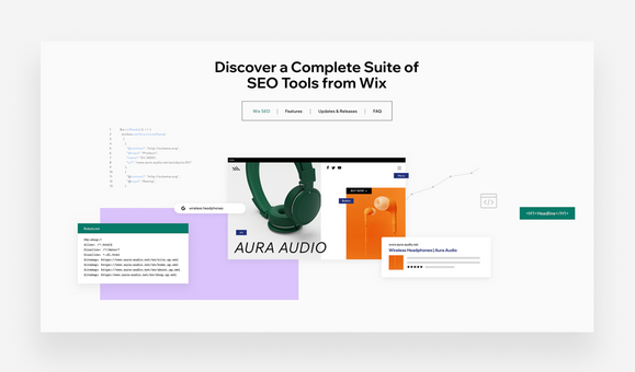image of Wix's SEO Tools you can use to drive traffic to your website