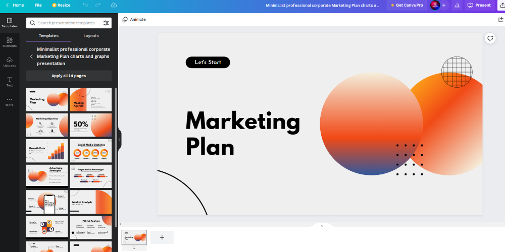 Canva marketing plan template