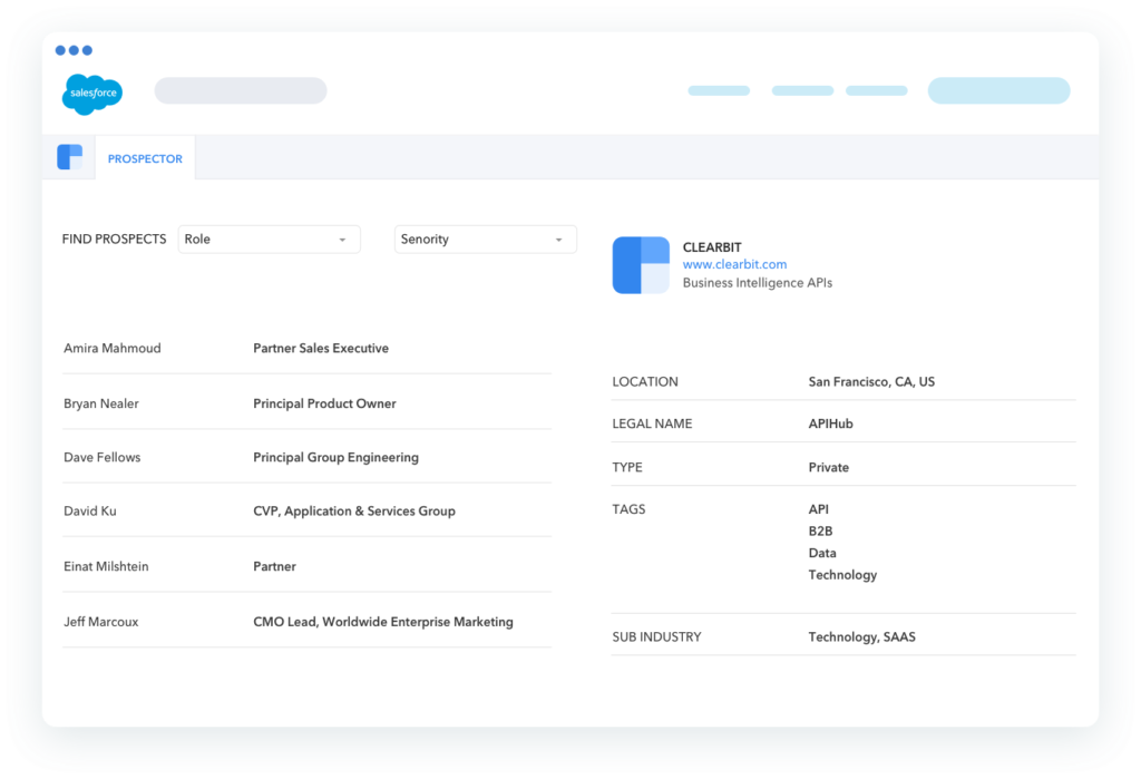 Clearbit b2b marketing data platform