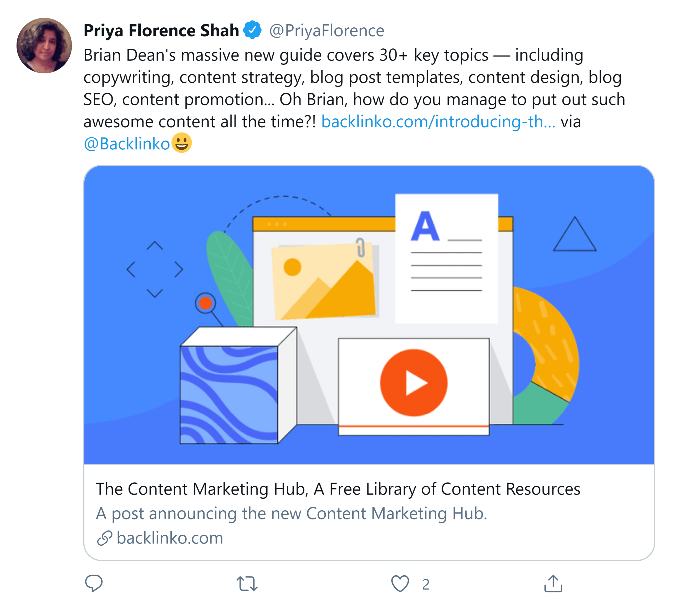 Content Marketing Hub – Twitter share