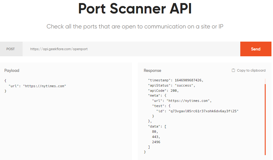 geekflare port scanner api