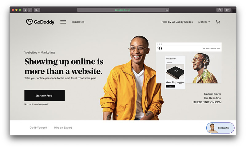 best free website builder - godaddy