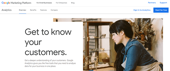 Google Analytics Homepage