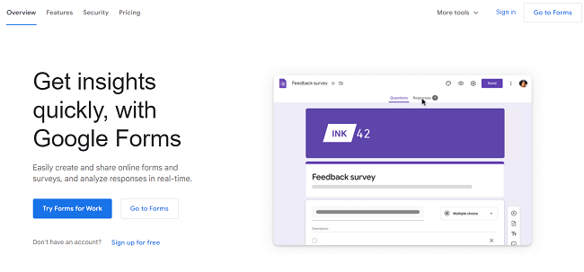 Google Forms Homepage