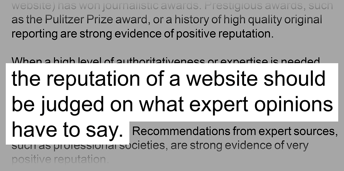 Google guidelines on website reputation