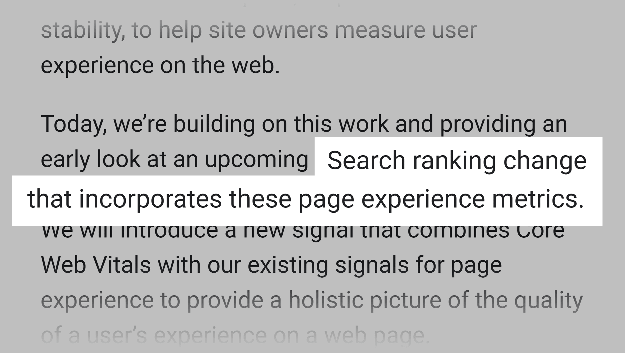 Google on core we vitals