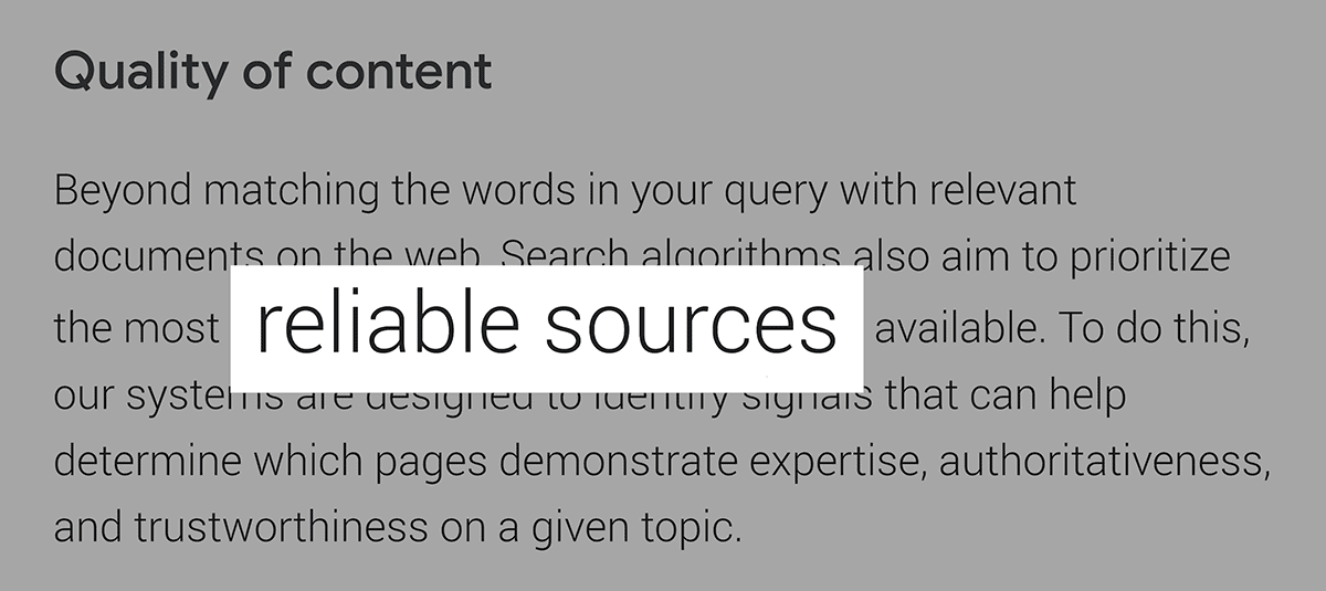 Google search report on prioritizing reliable resources