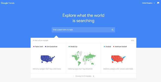 Google Trends Homepage