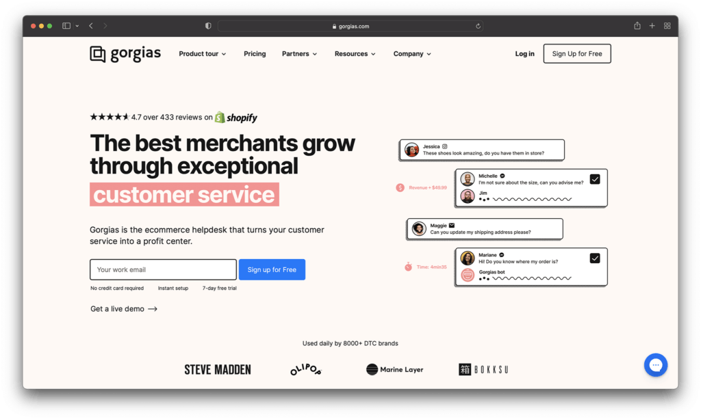 gorgias - best help desk software for small business
