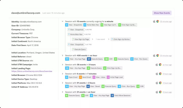 heap, a google analytics alternative - showing event flow
