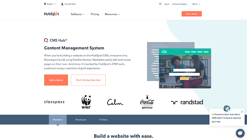 hubspot cms hub - best mobile website builder