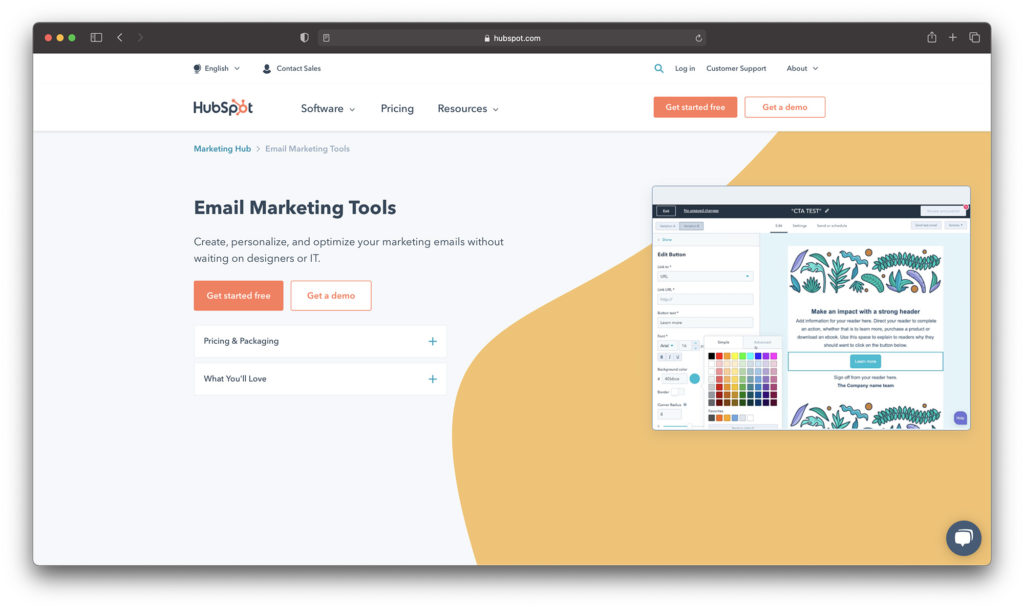 hubspot email marketing homepage - best email marketing services