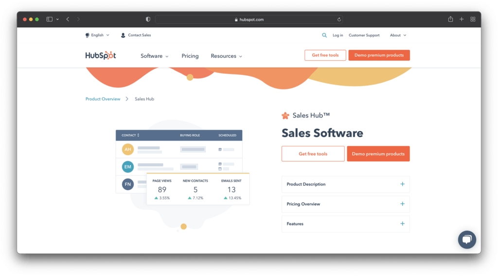 hubspot sales hub - best help desk software for small business