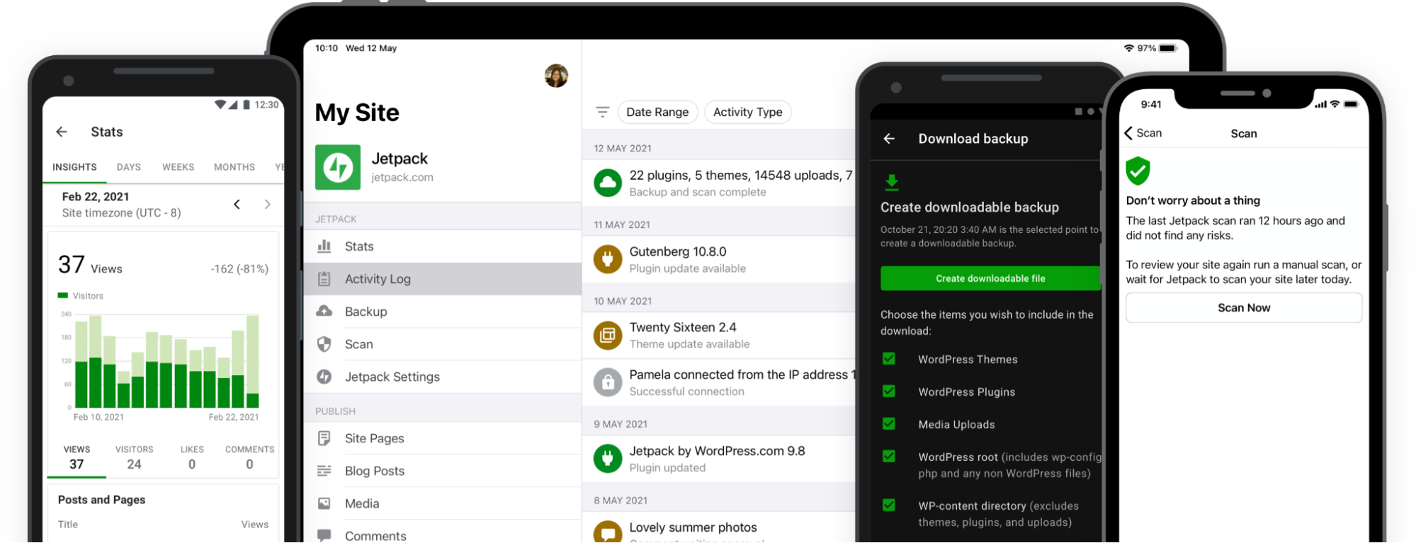 Jetpack mobile app dashboard on multiple devices