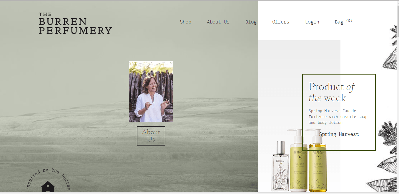 ecommerce website - the burren perfumery
