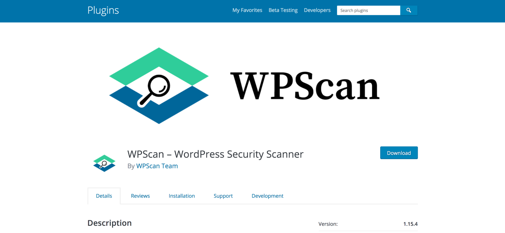WPScan page in the WordPress repository