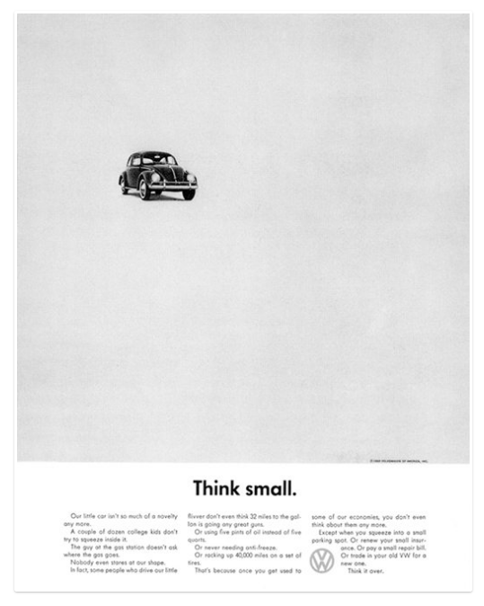 Запоминающиеся рекламные кампании: Volkswagen Think Small