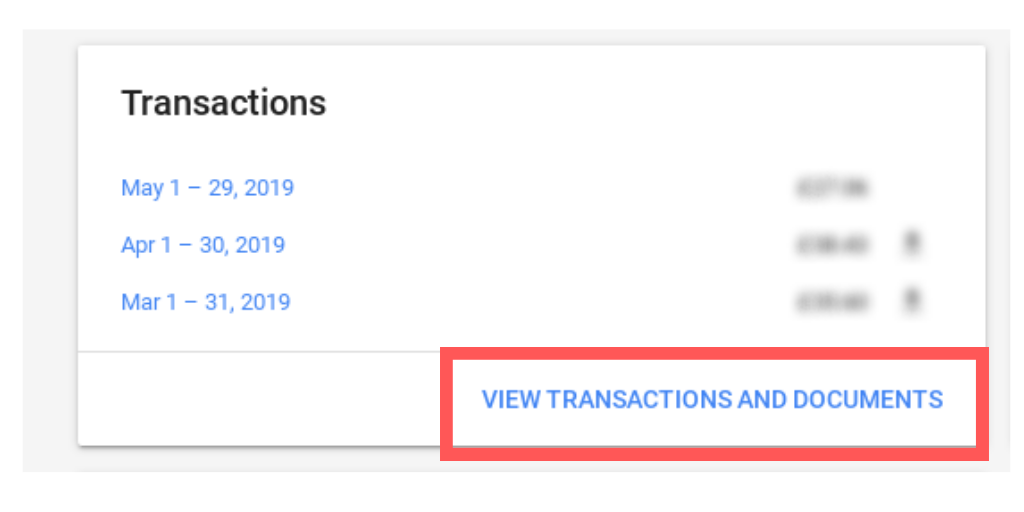 история транзакций в Google Ads