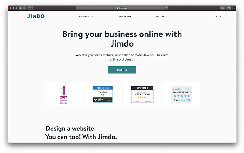 best free website builder - jimdo