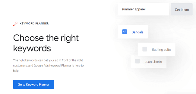 Keyword Planner Homepage