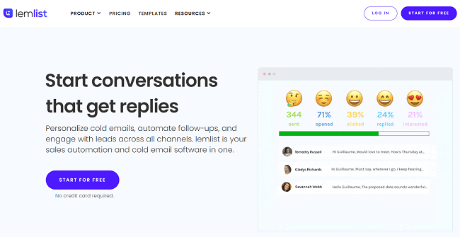 Lemlist Homepage