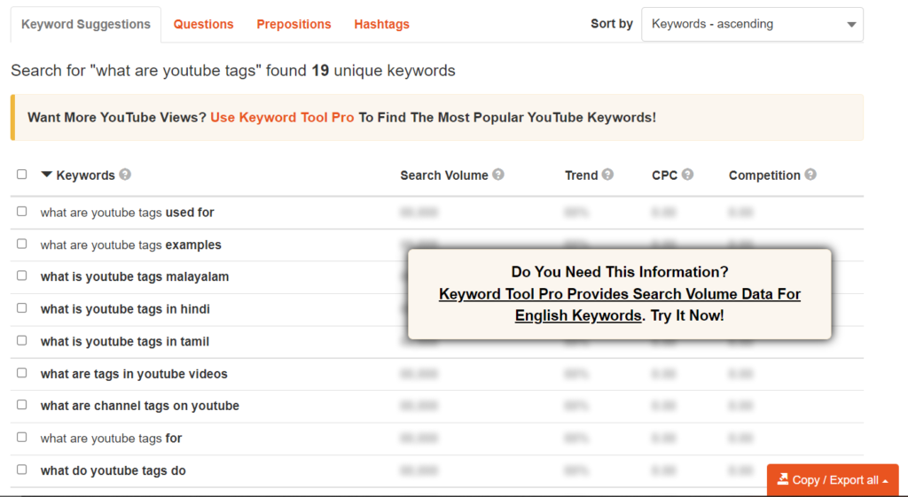 leveraging keyword tool to generate youtube tags