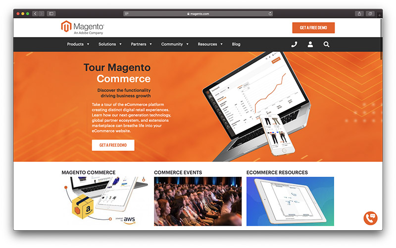 magento free website builder