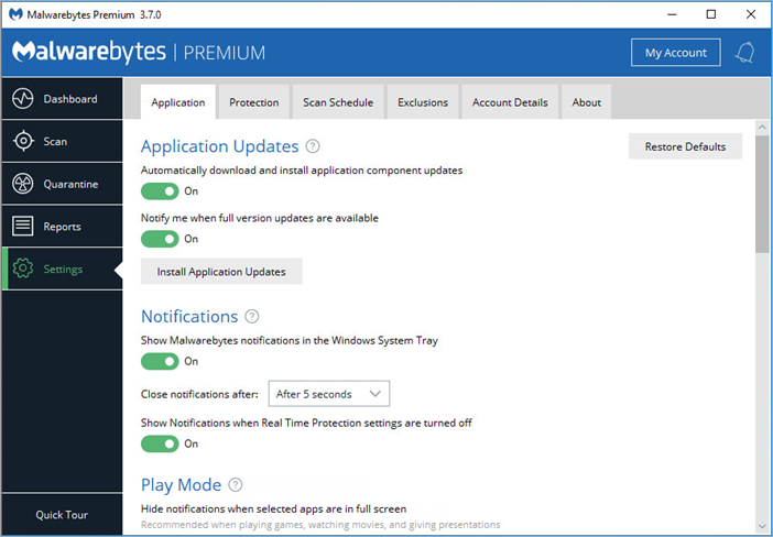 Malwarebytes Dashboard