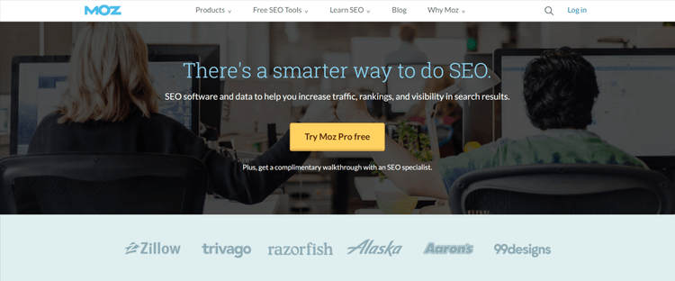 A screenshot of Moz's homepage.