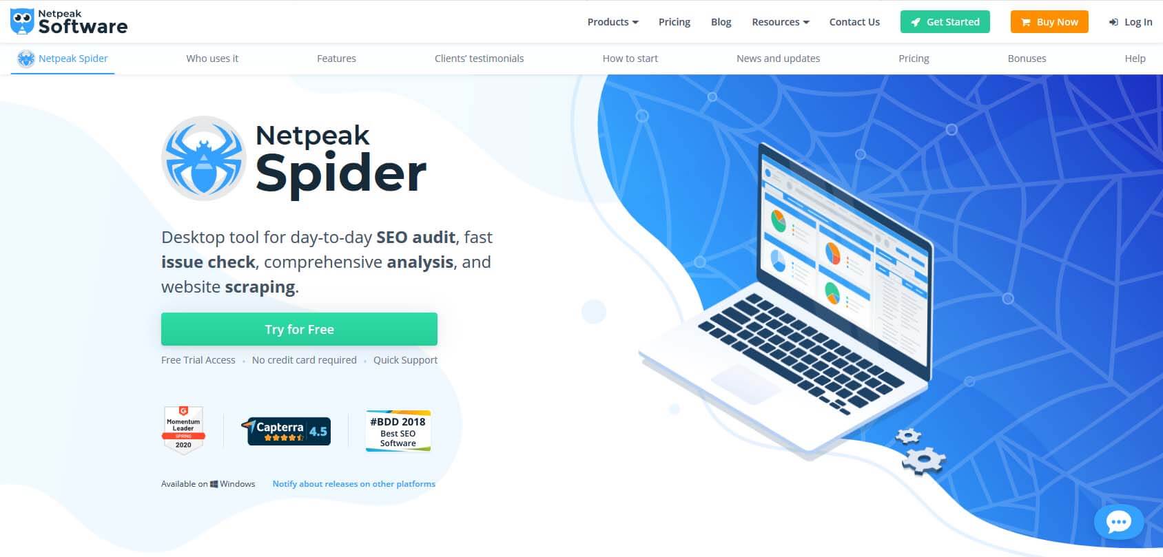 Домашняя страница Netpeak Spider