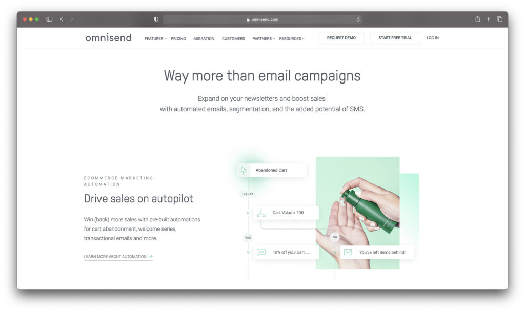 omnisend homepage - best email marketing software