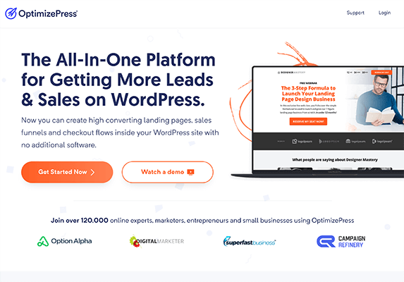 OptimizePress Homepage Screenshot