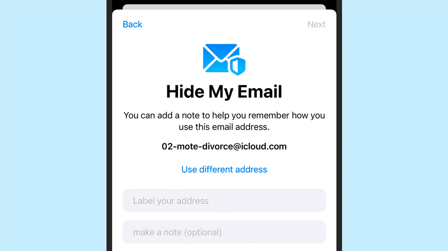Функция "Скрыть мою электронную почту" в iCloud Mail
