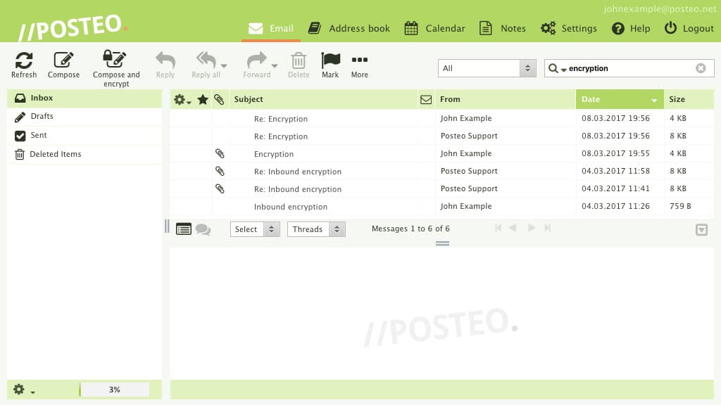 Интерфейс Posteo