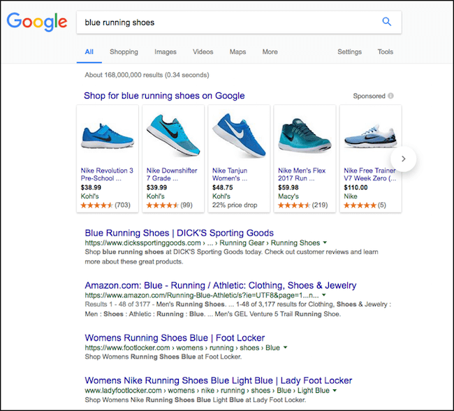 Списки PPC в поисковой выдаче Google