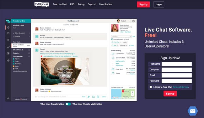 best live chat apps - pure chat