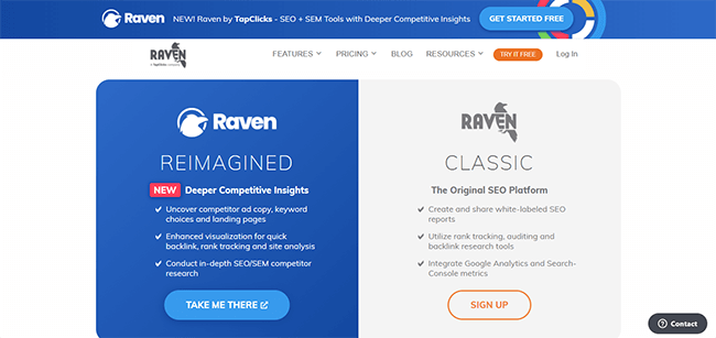 Raven Tools Homepage