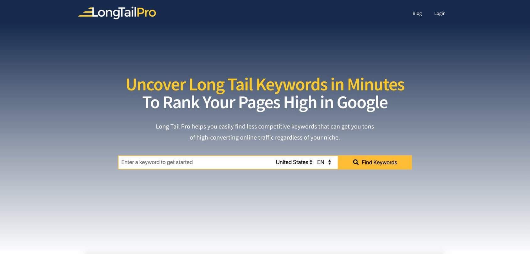 LongTail Pro домашняя страница